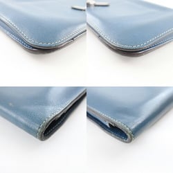 HERMES Hermes Dogon Calf Blue □R Unisex Long Wallet