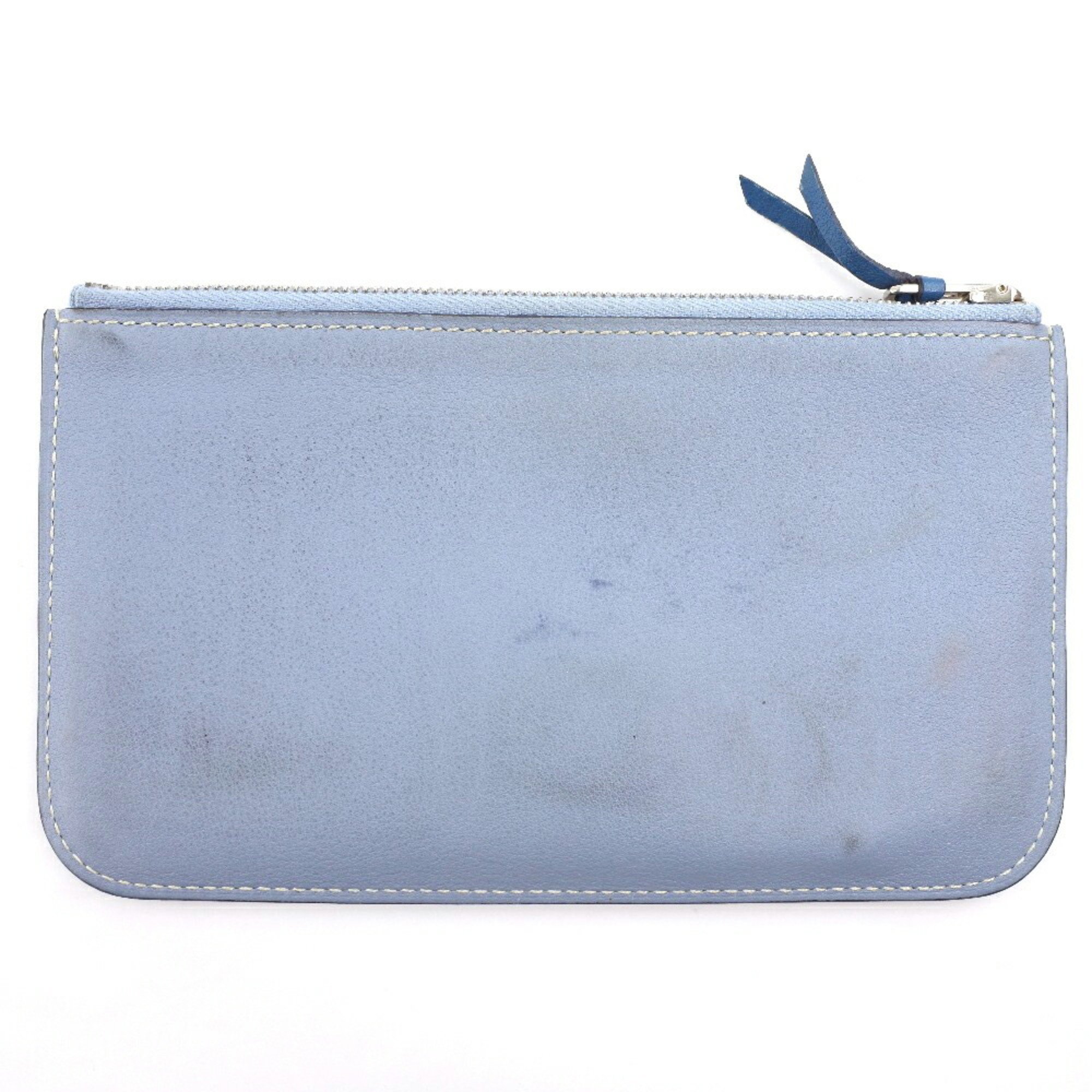 HERMES Hermes Dogon Calf Blue □R Unisex Long Wallet