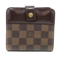 LOUIS VUITTON Louis Vuitton Compact Zip N61668 Damier Canvas Brown CA0094 Women's Bifold Wallet