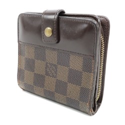 LOUIS VUITTON Louis Vuitton Compact Zip N61668 Damier Canvas Brown CA0094 Women's Bifold Wallet