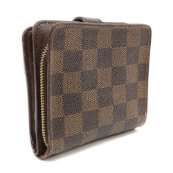 LOUIS VUITTON Louis Vuitton Compact Zip N61668 Damier Canvas Brown CA0094 Women's Bifold Wallet