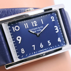 TIFFANY&Co. Tiffany East West Mini 36668694 Stainless Steel x Leather Navy Quartz Analog Display Women's Dial Watch
