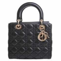 Christian Dior Lady cannage leather medium handbag black
