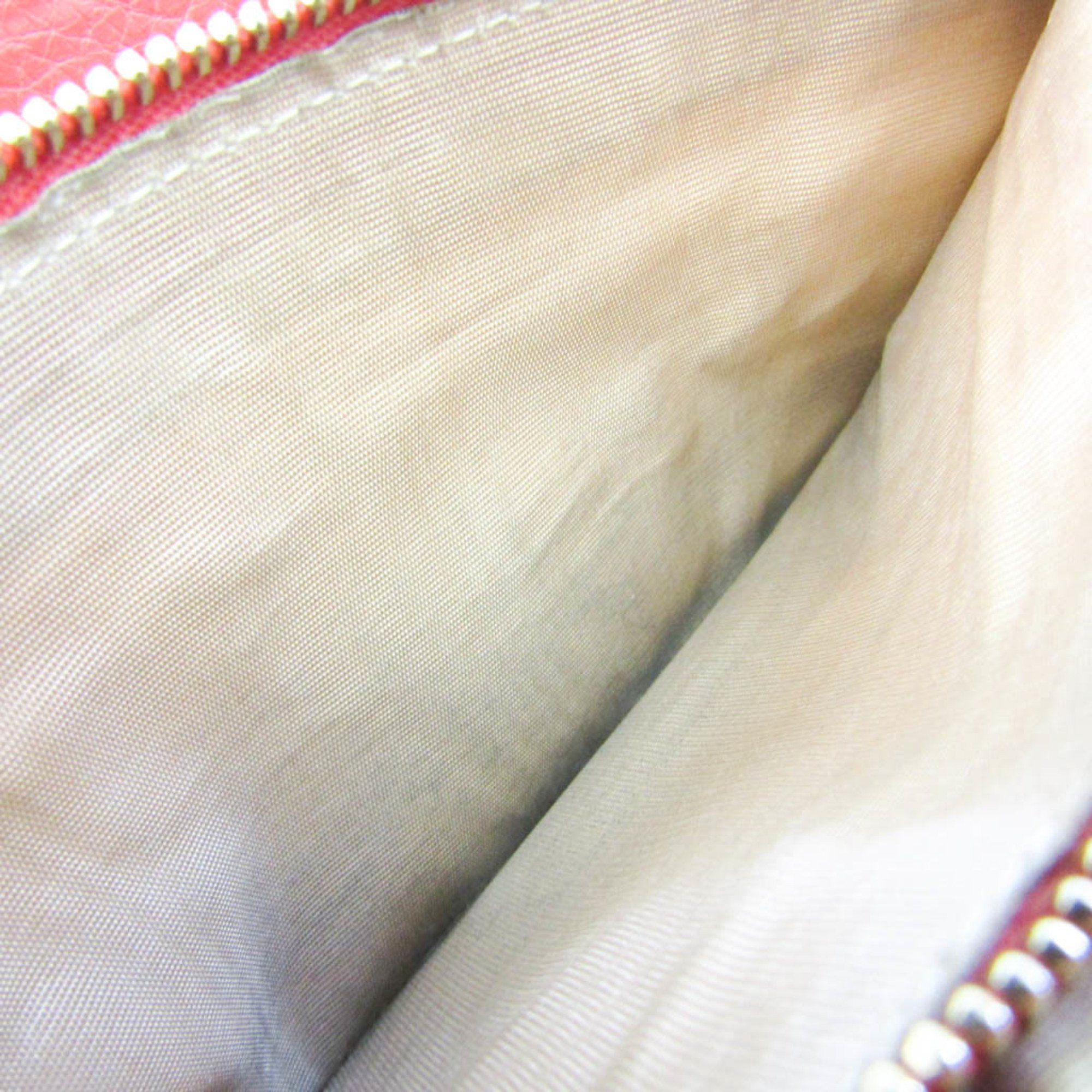 Bvlgari Logomania Women's Leather,Canvas Chain/Shoulder Wallet Beige,Pink Orange