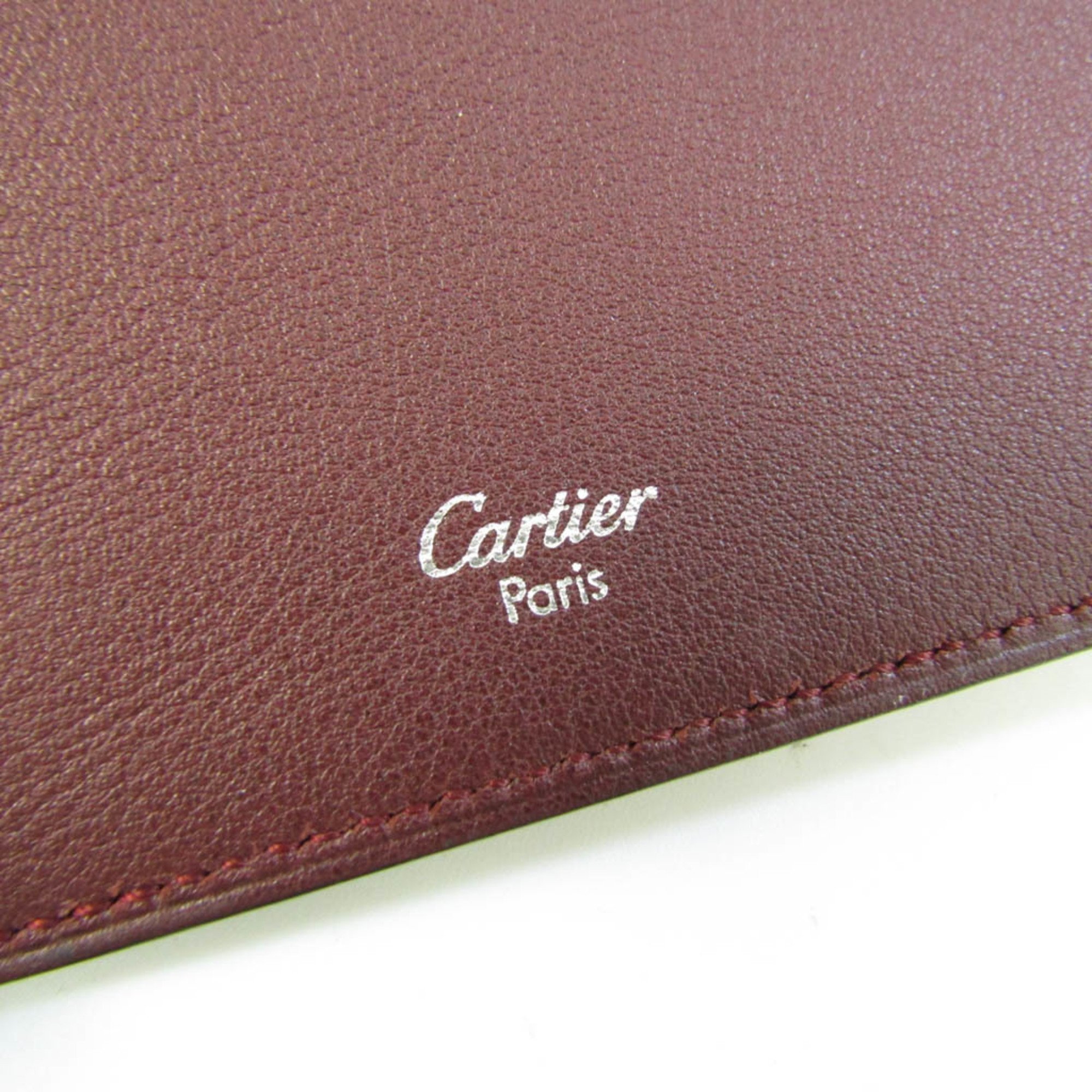 Cartier Cabochon De Cartier L3000593 Leather Card Case Black,Bordeaux