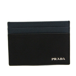 Prada Leather Card Case Black,Navy