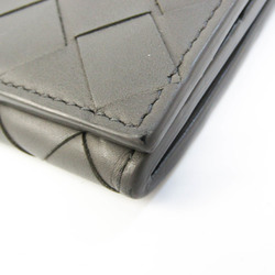 Bottega Veneta Intrecciato Women,Men Leather Long Bill Wallet (bi-fold) Gray