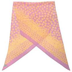 Chanel scarf muffler pink yellow flower silk 100% CHANEL here mark see-through ladies