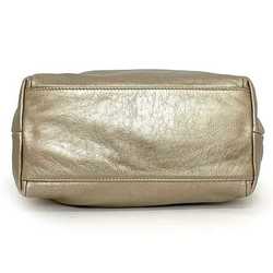 Salvatore Ferragamo 2way Bag Gold Metallic Vara GG-21C793 Handbag Leather Gather Women's