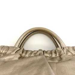 Salvatore Ferragamo 2way Bag Gold Metallic Vara GG-21C793 Handbag Leather Gather Women's