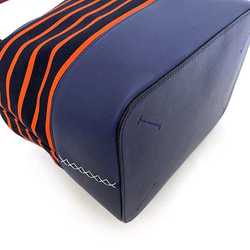 Loewe Midnight Shoulder Bag Navy Black Orange Bordeaux 327.35.R99 Canvas Calf Leather Ladies
