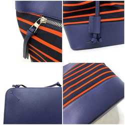 Loewe Midnight Shoulder Bag Navy Black Orange Bordeaux 327.35.R99 Canvas Calf Leather Ladies