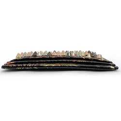 Christian Louboutin Card Case Black Gold Multicolor Fireworks Coating Leather Holder Pass Studs Women's