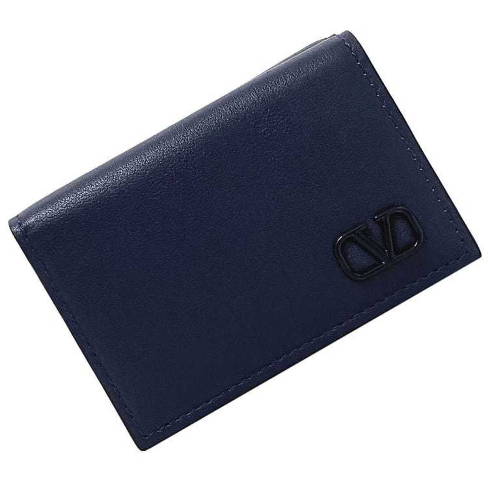 Valentino Garavani Trifold Wallet Navy Blue TY0P0P93ZQU Leather VALENTINO GARAVANI