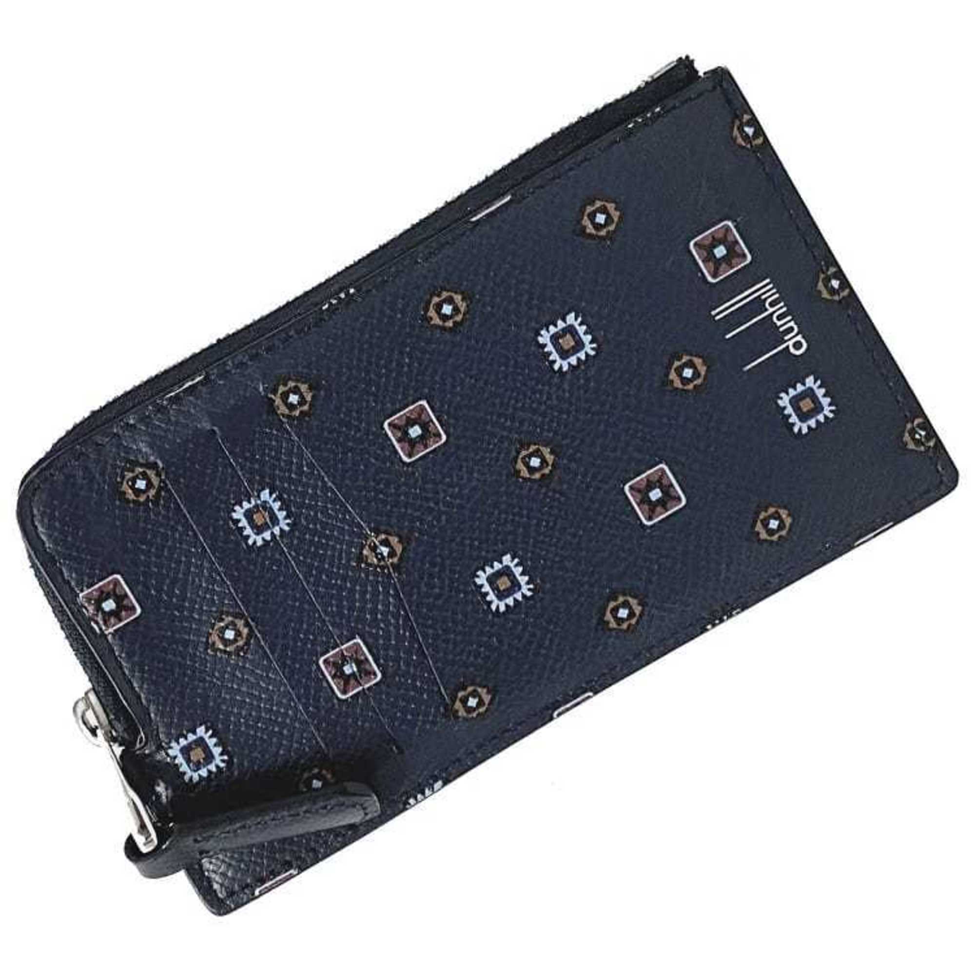 Dunhill Card Case Navy Blue Multicolor Cadogan DU20F210ZHP410 Leather dunhill Coin Holder Purse Men's