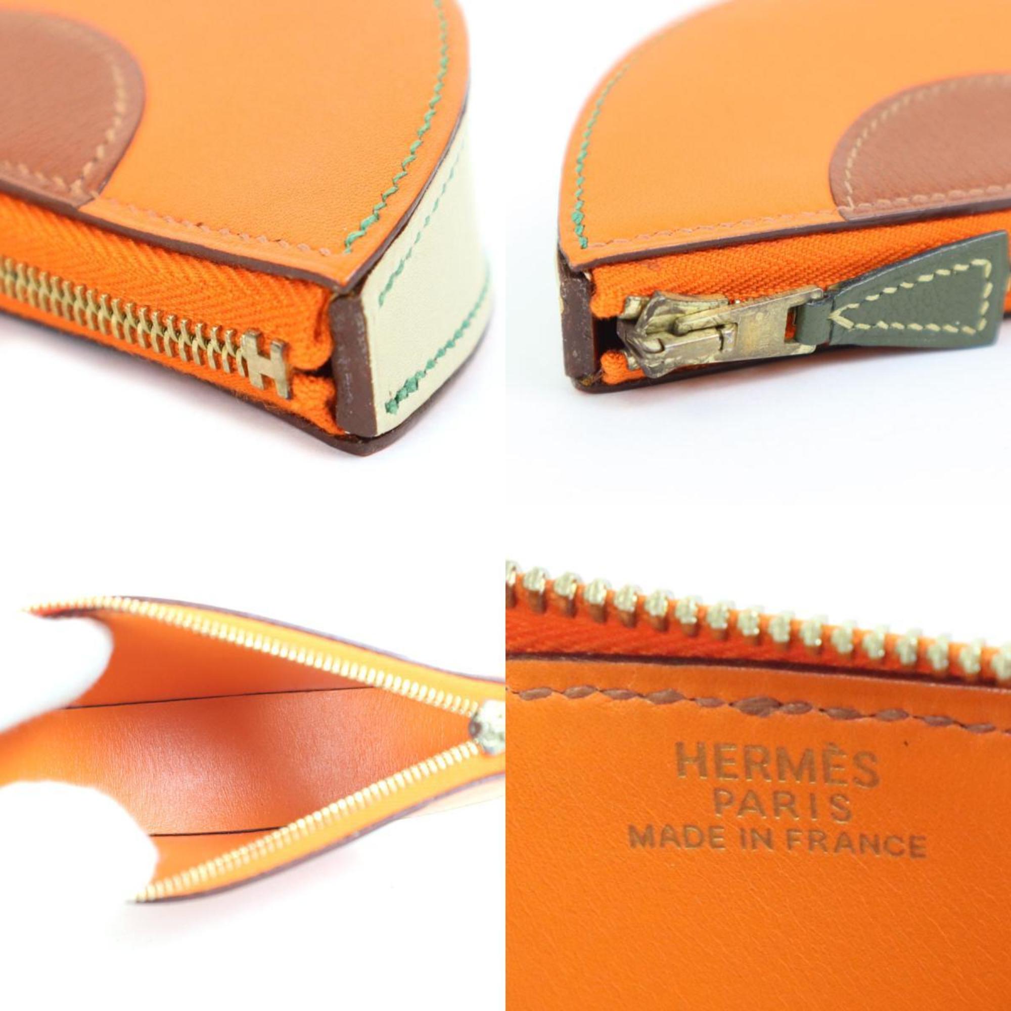 Hermes HERMES coin case fruit leather orange unisex