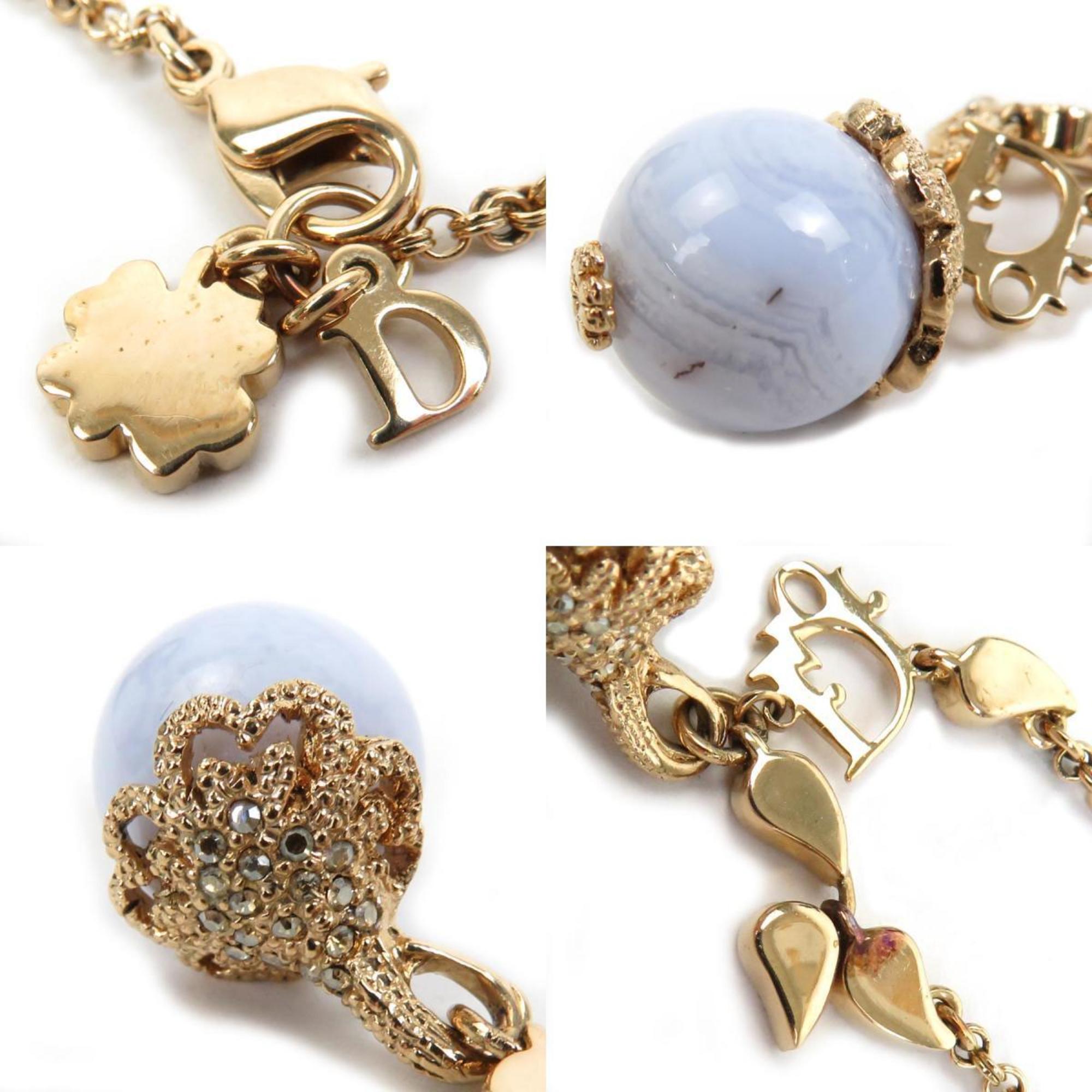 Christian Dior Necklace Metal/Crystal/Rhinestone Gold x Light Purple Women's