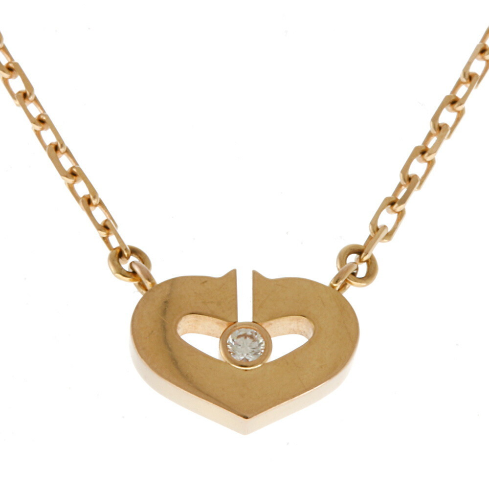 Cartier CARTIER C Heart Necklace 18K K18 Pink Gold Diamond Women's