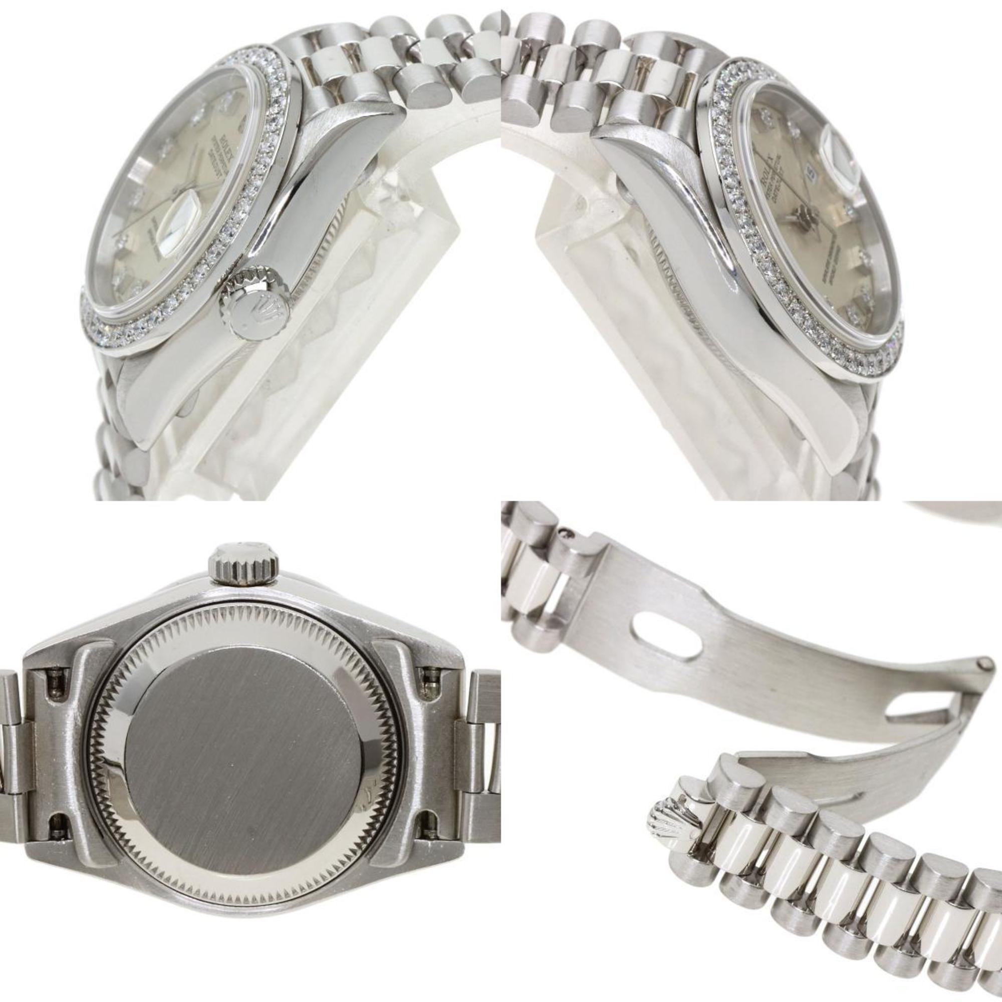 Rolex 69136G Datejust 10P Bezel Diamond Watch Platinum PT Ladies