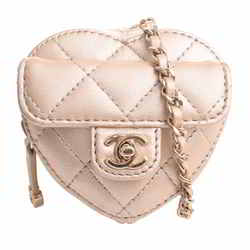 CHANEL Chanel lambskin heart chain shoulder bag coin case AP2783 gold
