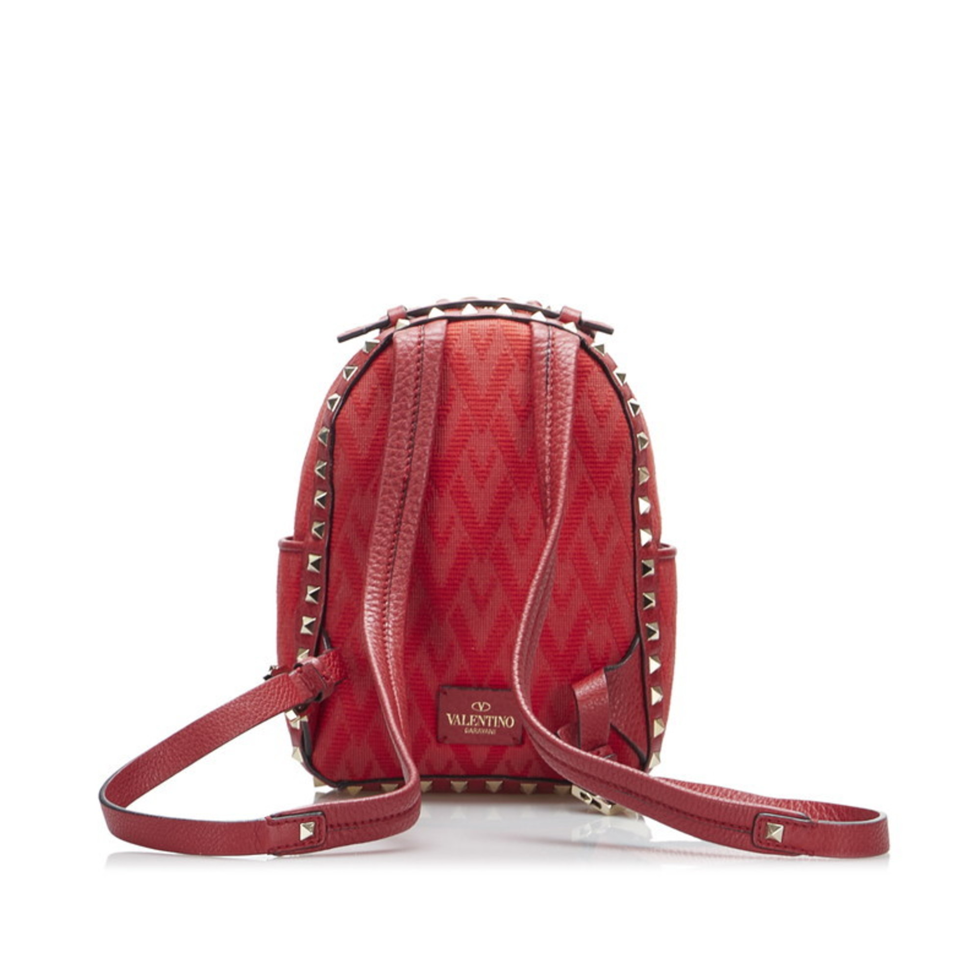 Valentino Rockstud rucksack backpack red canvas leather ladies VALENTINO