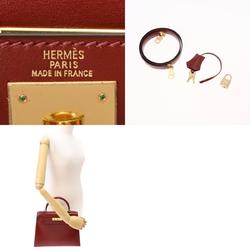 Hermes Kelly 28 Outer-Sewn Crinolan Box Calf Rouge Ash Gold Metal