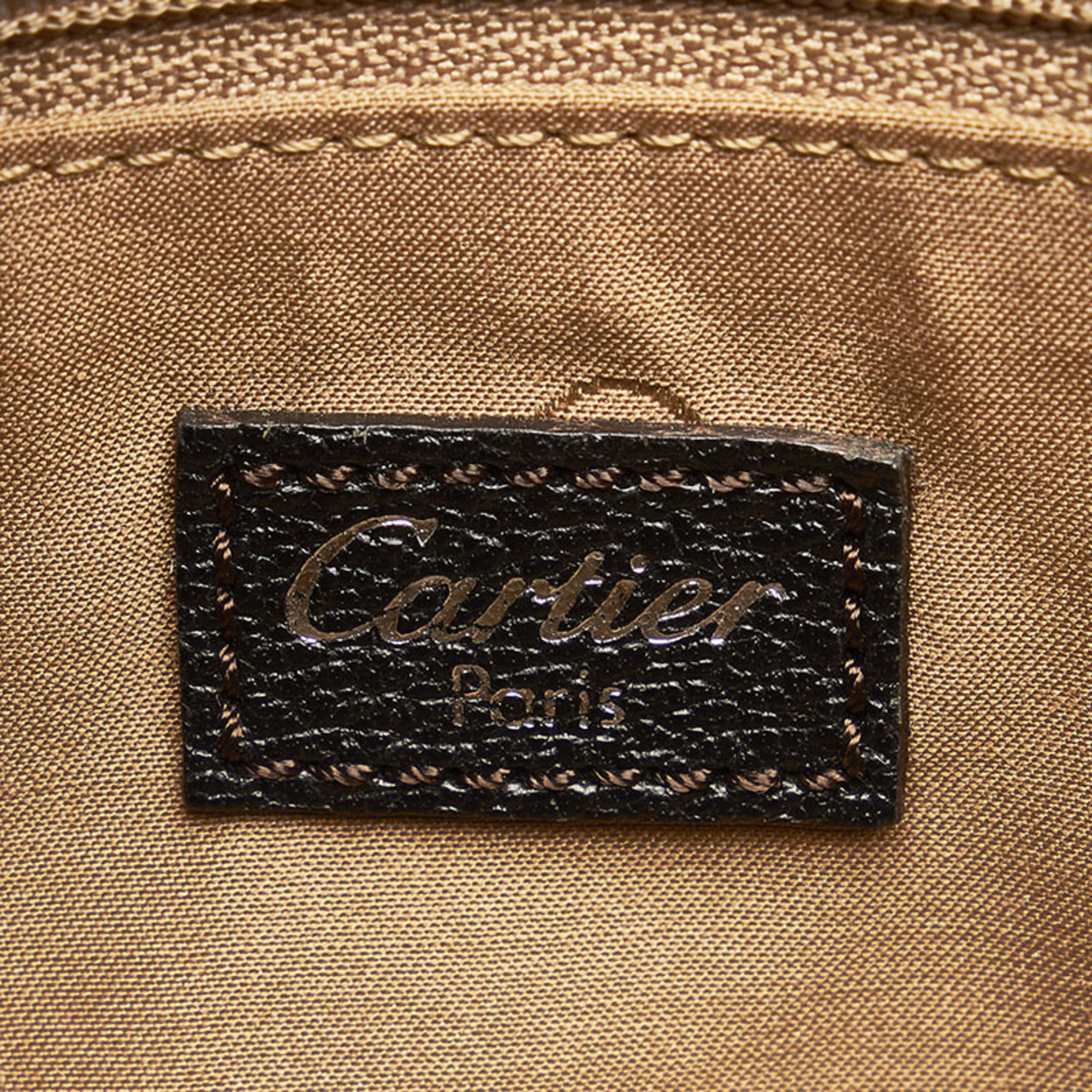 Cartier handbag shoulder bag brown leather ladies CARTIER
