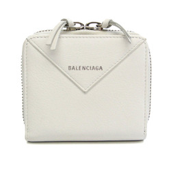 Balenciaga Paper Continental Zip Around 371662 Women's Leather Wallet (bi-fold) White