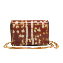 Burberry TB Logo Women's Leather Chain/Shoulder Wallet Brown