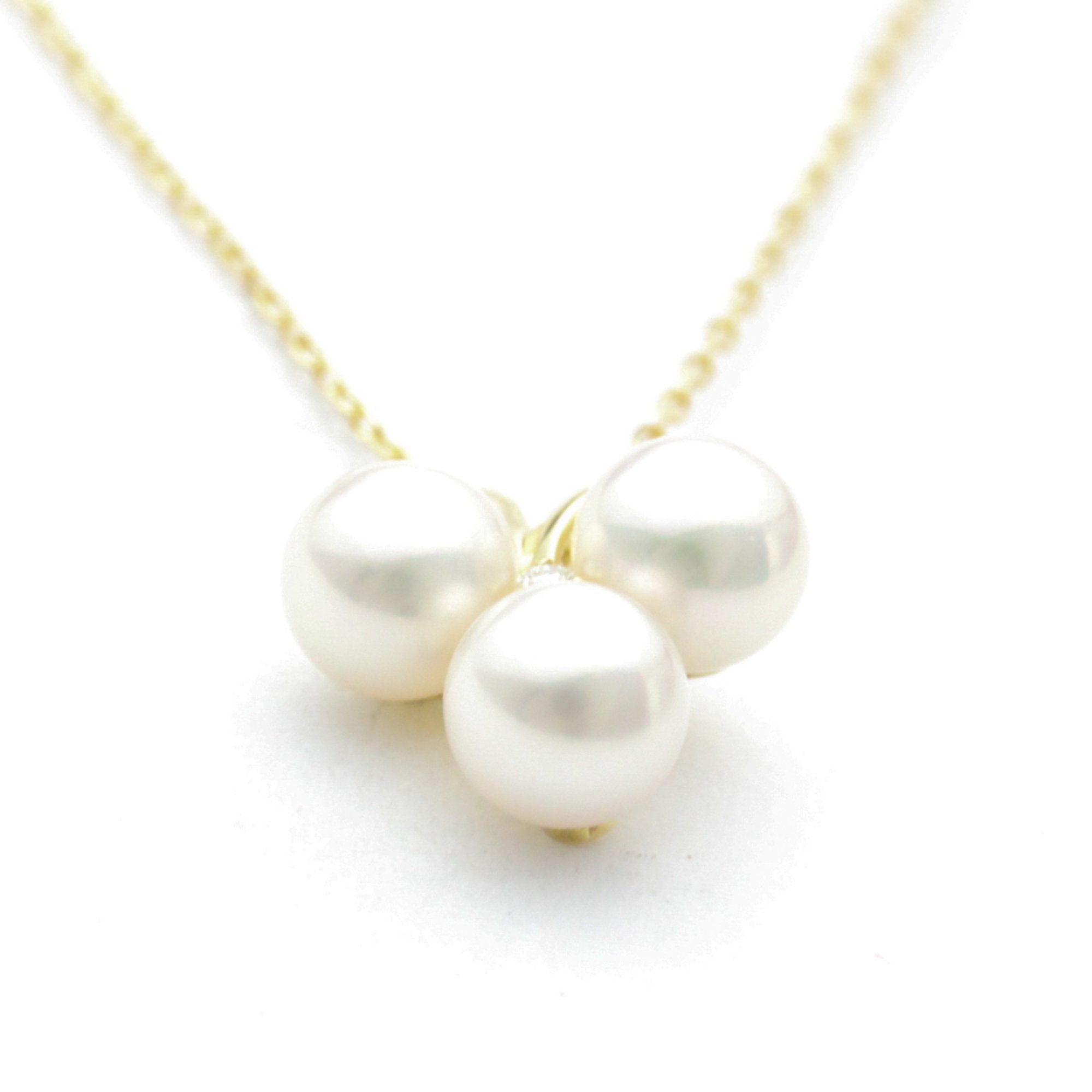 Mikimoto Pearl Diamond Necklace Diamond,Pearl Women,Men Fashion Pendant Necklace (Gold)
