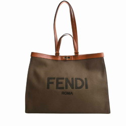 FENDI Fendi Canvas Peekaboo X Tote Handbag 8BH375 Khaki/Brown