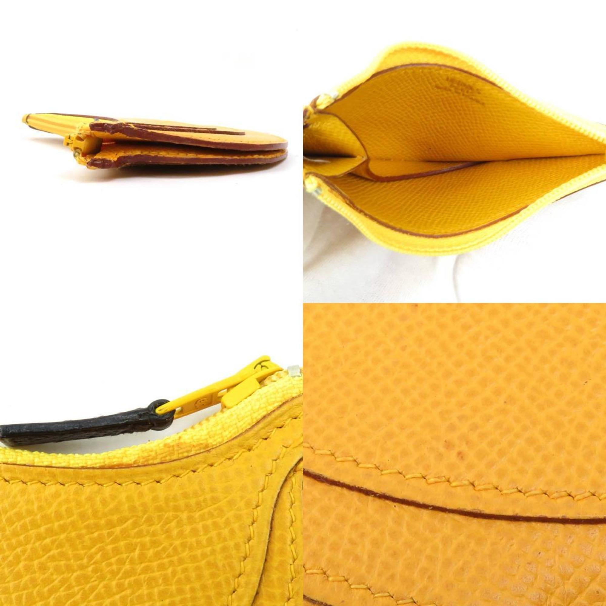 Hermes HERMES coin case fruit banana leather yellow unisex