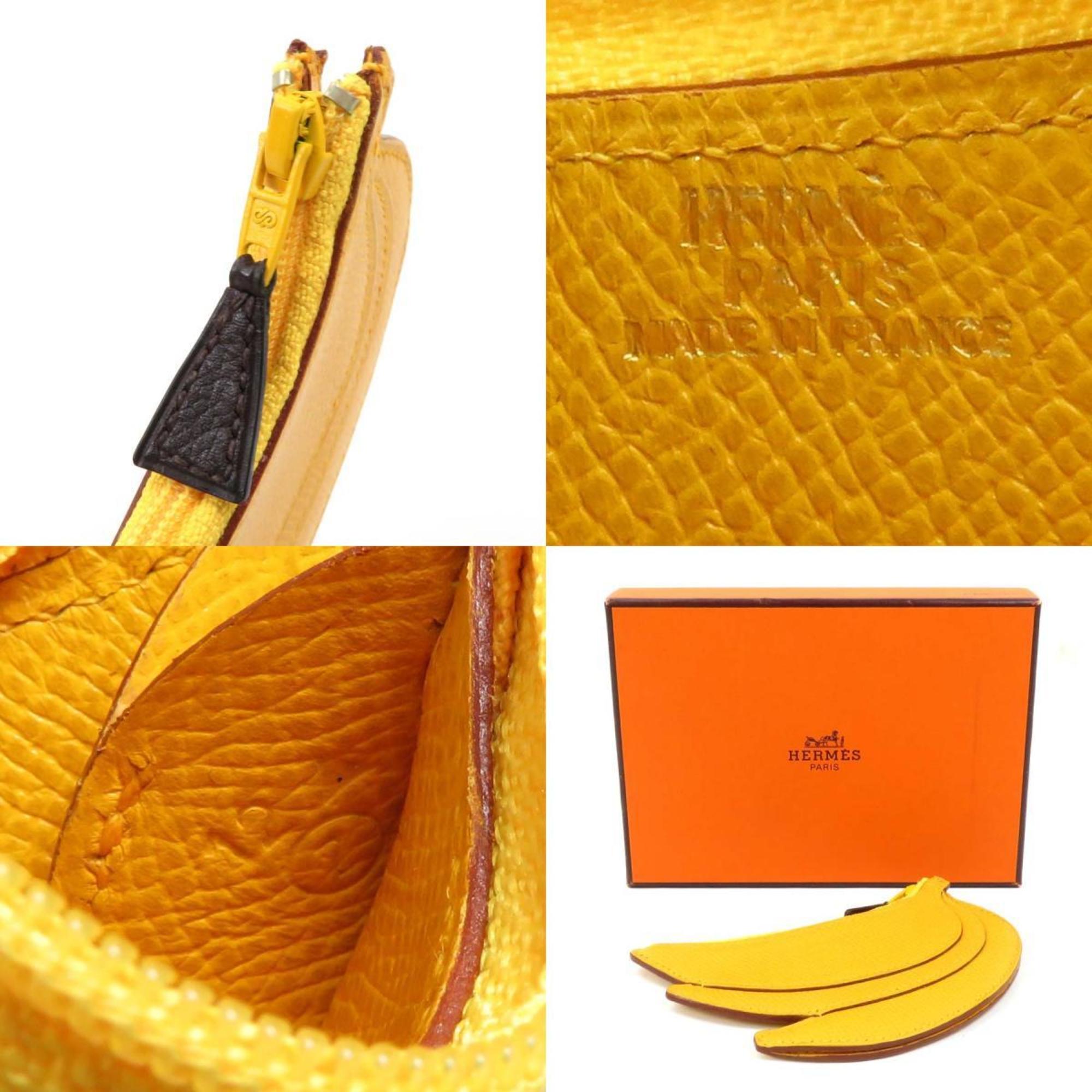 Hermes HERMES coin case fruit banana leather yellow unisex