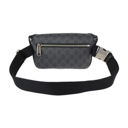 GUCCI Gucci Waist Bag 682933 GG Supreme Canvas Leather Black Gray Vintage Silver Hardware Belt Pouch