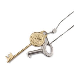 LOUIS VUITTON Louis Vuitton Broche Pandantif Cle Necklace MP2842 Metal Gold Silver Key Motif Pendant