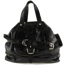 TOD'S Tod's 2WAY Shoulder Patent Leather Black Women's Tote Bag