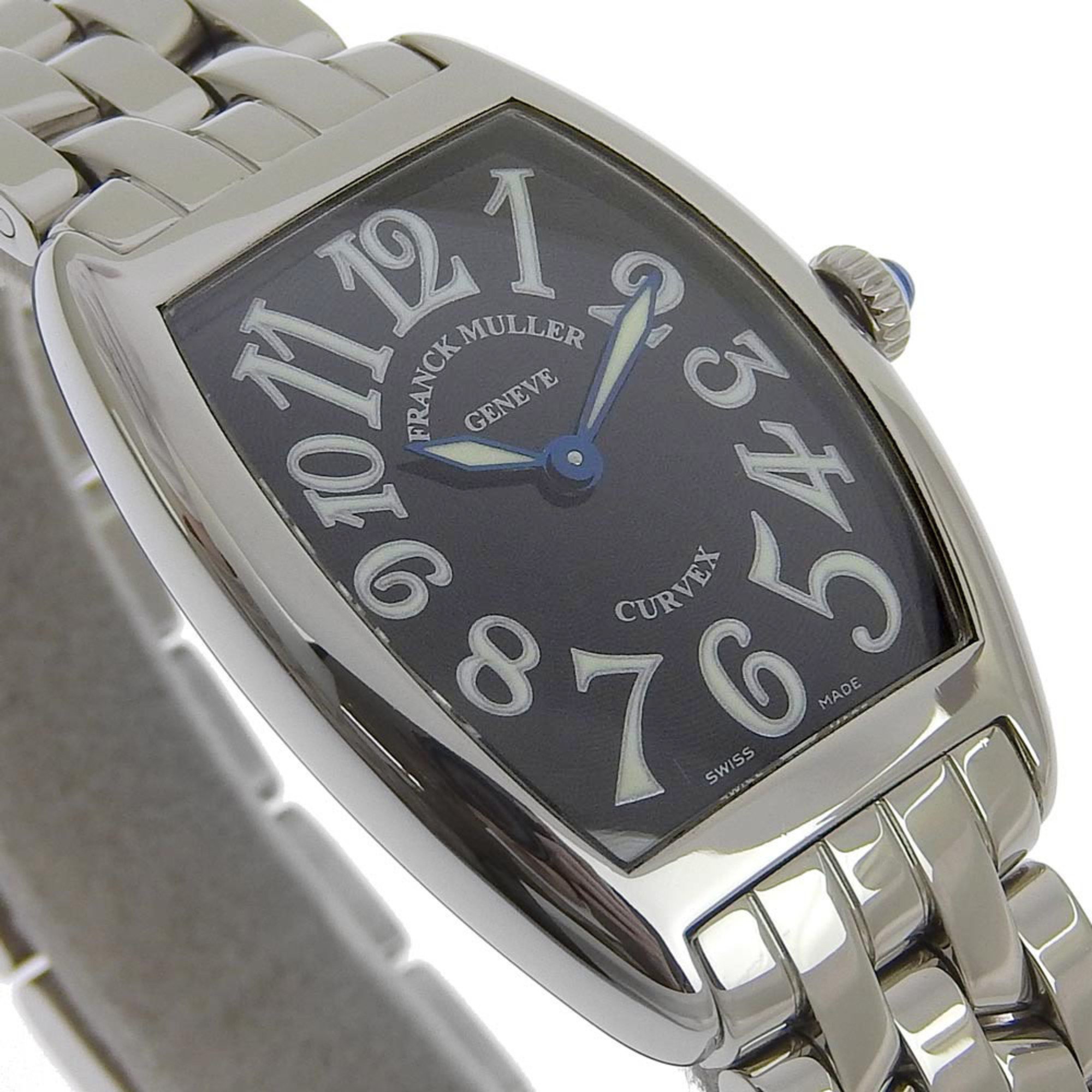 FRANCK MULLER Franck Muller Tonneau curvex 1752QZ stainless steel quartz analog display ladies black dial watch