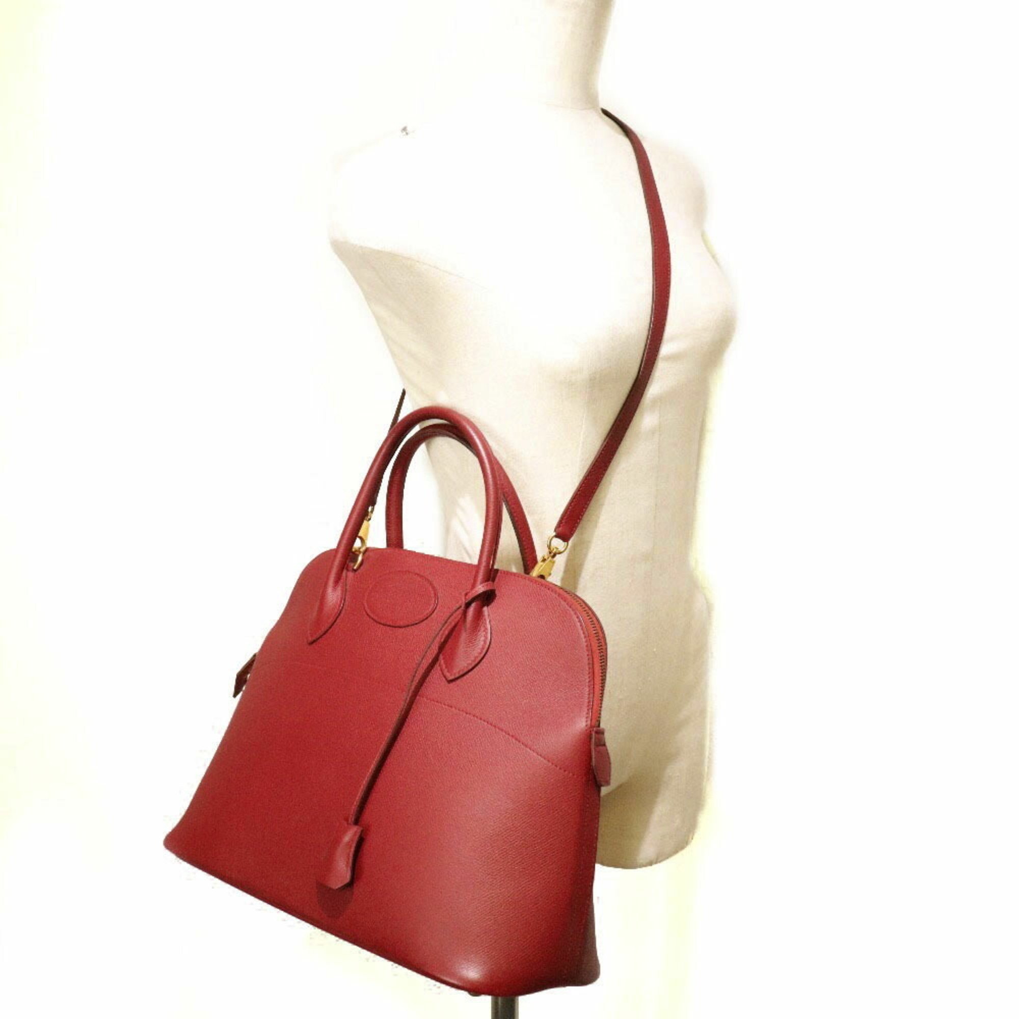 HERMES Hermes Bolide 37 Cushbel Red 〇Y Women's Handbag