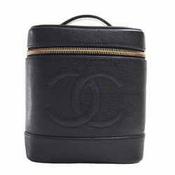 CHANEL Chanel Caviar Skin Coco Mark Vanity Bag Handbag A01998 Black