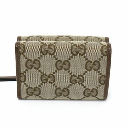 Gucci Balenciaga GUCCI x The Hacker Project Neo Classic GG Supreme Canvas Leather Beige Ebony 681708 Trifold Wallet Small