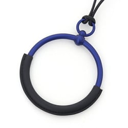 Hermes HERMES Loop Grand Pendant Necklace Leather Black Blue