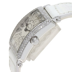 Franck Muller 902D Long Island Bezel/Clasp Diamond Watch K18 White Gold Leather Ladies FRANCK MULLER