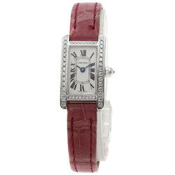 Cartier WB710015 tank American diamond watch K18 white gold leather ladies CARTIER