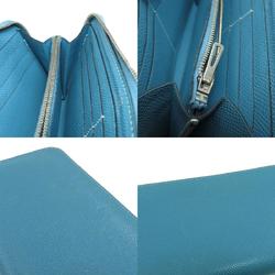 Hermes Azap Classic Blue Jean Long Wallet Epson Women's HERMES