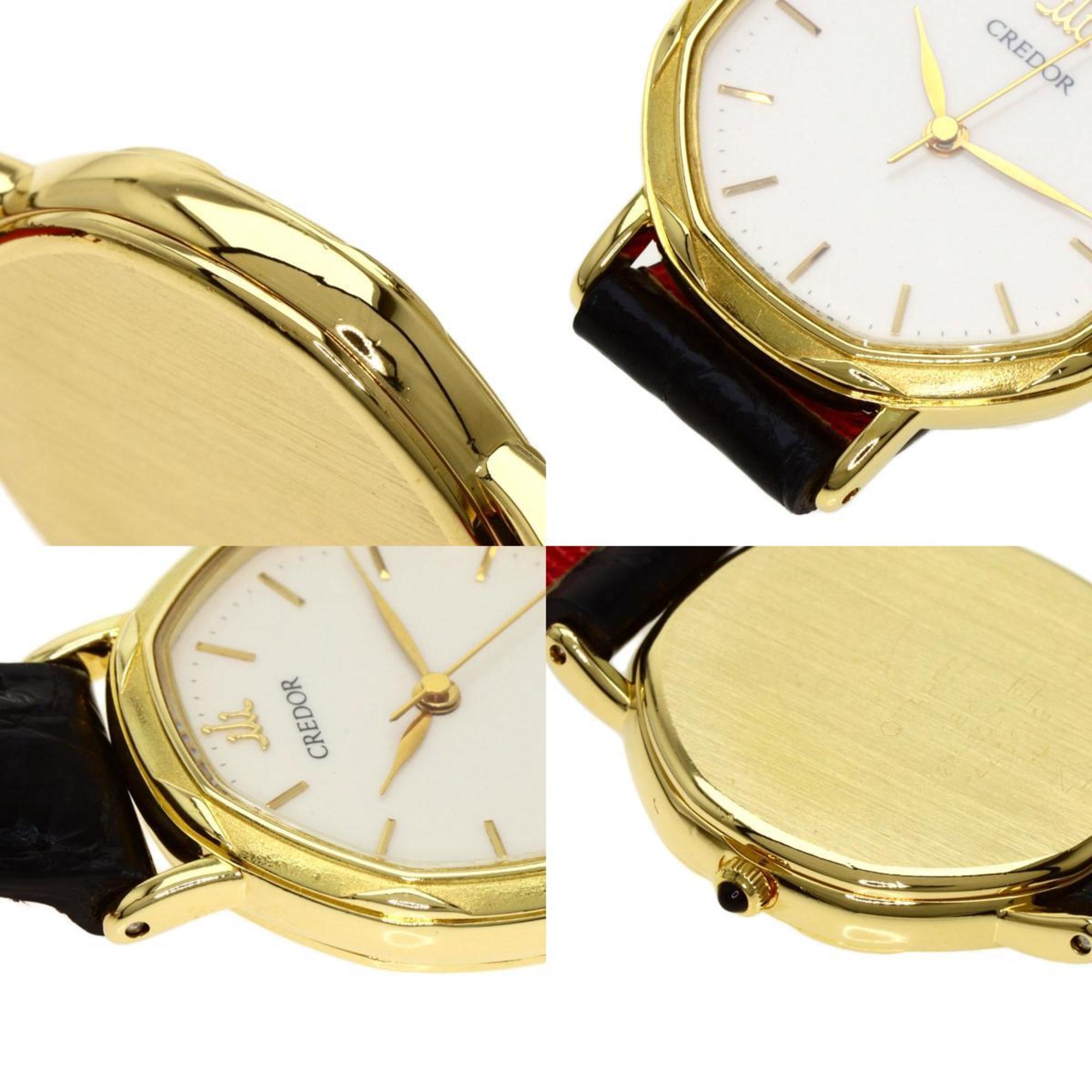 Seiko 1271-5001 Credor watch K18 yellow gold leather ladies SEIKO