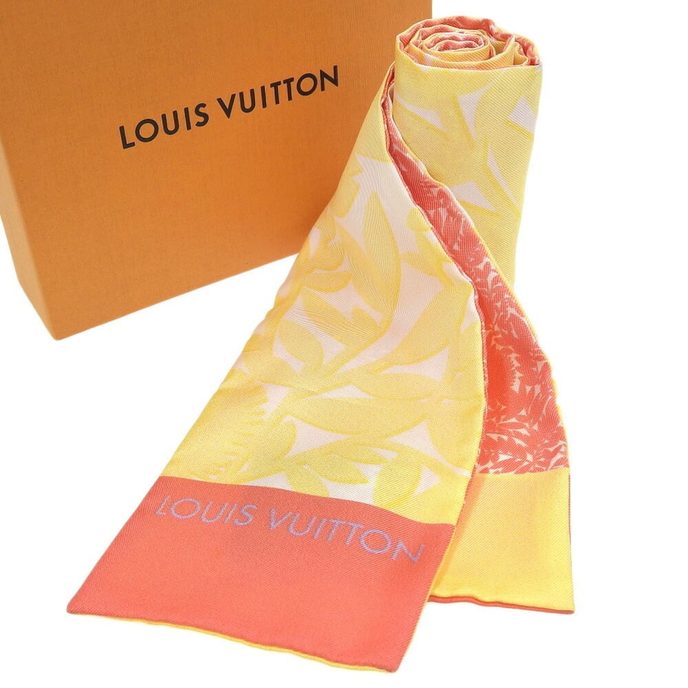 Louis Vuitton LOUIS VUITTON Bandeau Tropical Flower Scarf Silk Pink Yellow  M75272
