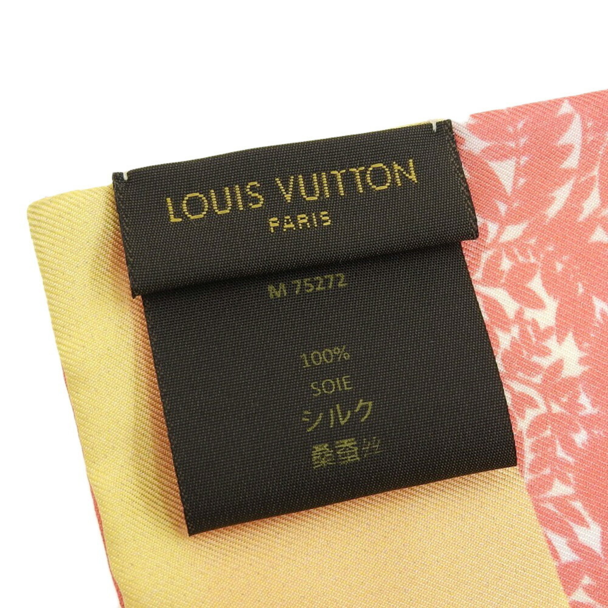 Louis Vuitton LOUIS VUITTON Bandeau Tropical Flower Scarf Silk Pink Yellow M75272