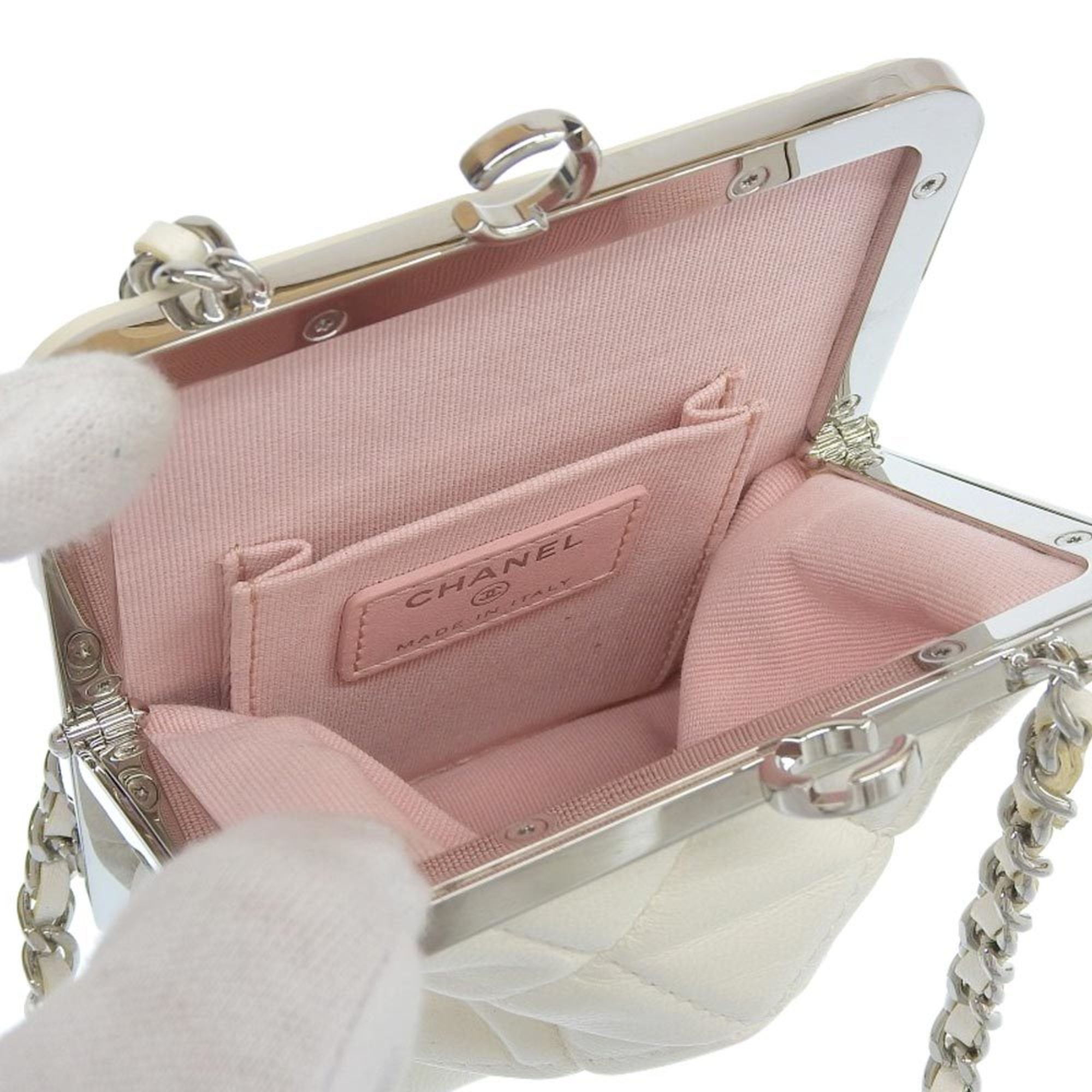 Chanel CHANEL here mark clutch shoulder bag with white seal 3 AP2496