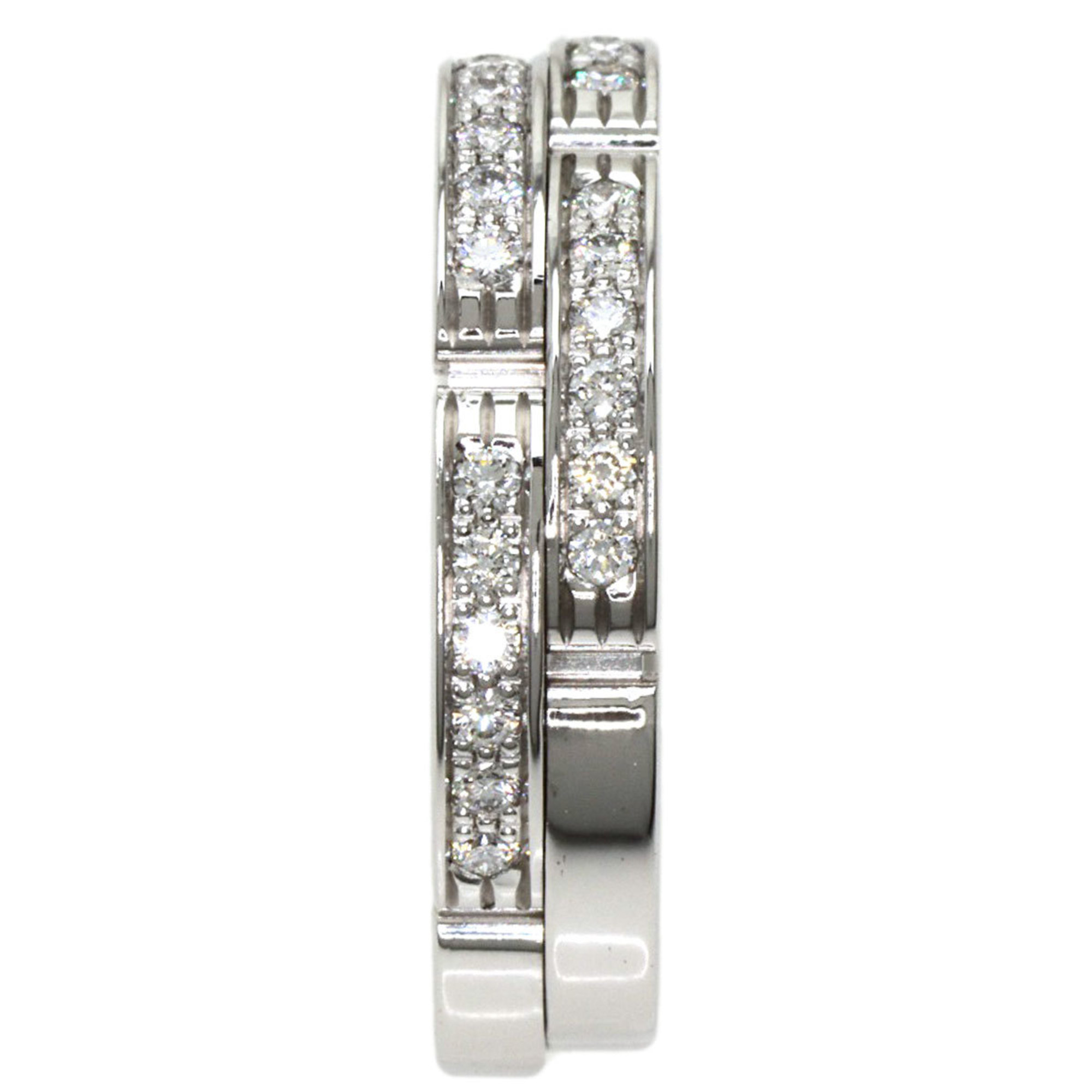 Cartier Mailon Panthère Half Diamond #47 Ring K18 White Gold Ladies CARTIER