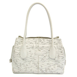 Tod's Yacht Style Total Pattern Shoe Pattern Women's Leather Tote Bag Black,White